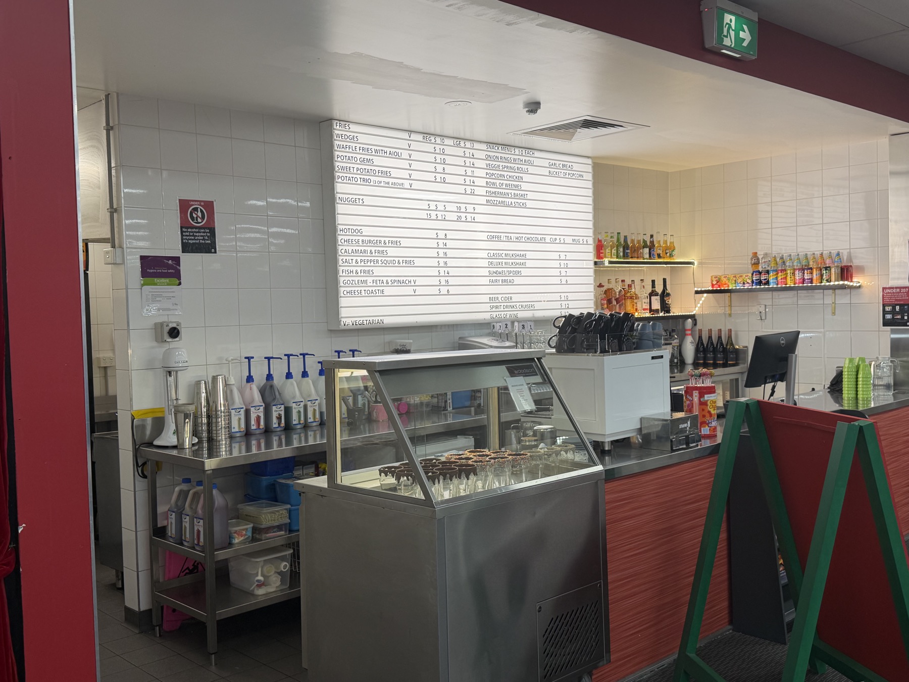 Café counter and menu board